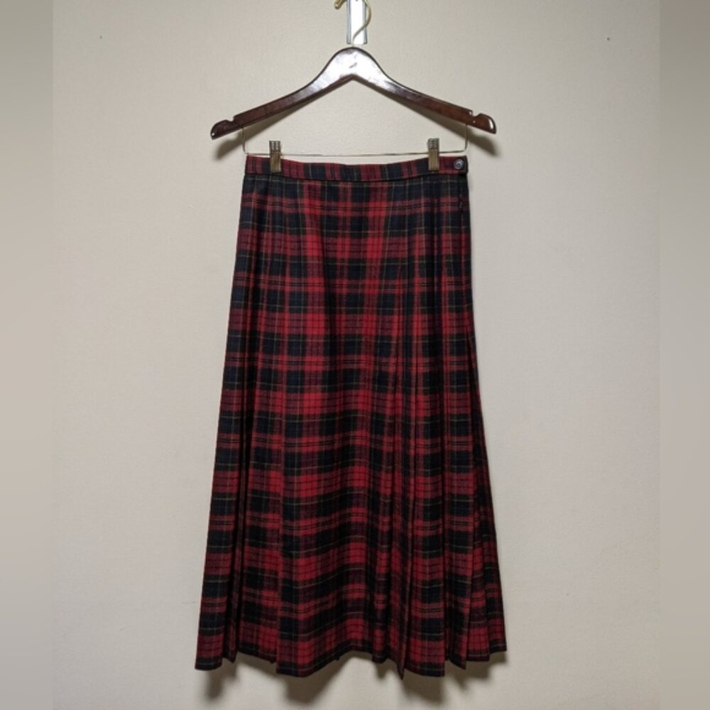 Pendleton Red and Green Midi A-Line Skirt